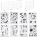 UCEC 8 Sheets Clear Stamps Set, Vintage Plants Flower Rubber Silicone Stamps by UCEC