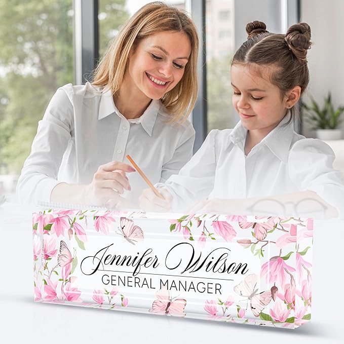 AZUFEMOS Personalized Acrylic Desk Name Plate - Image 3