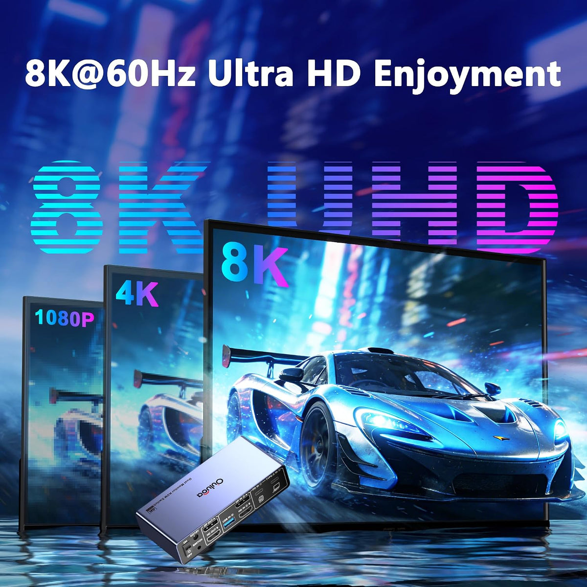 8K@60Hz USB C KVM Switch 2 Monitors 2 Computers,Dual Monitor KVM Switch for D...
