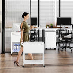 Mobile File Cart with Lock, Rolling File Cabinet Hanging Letter/Legal File - Image 2