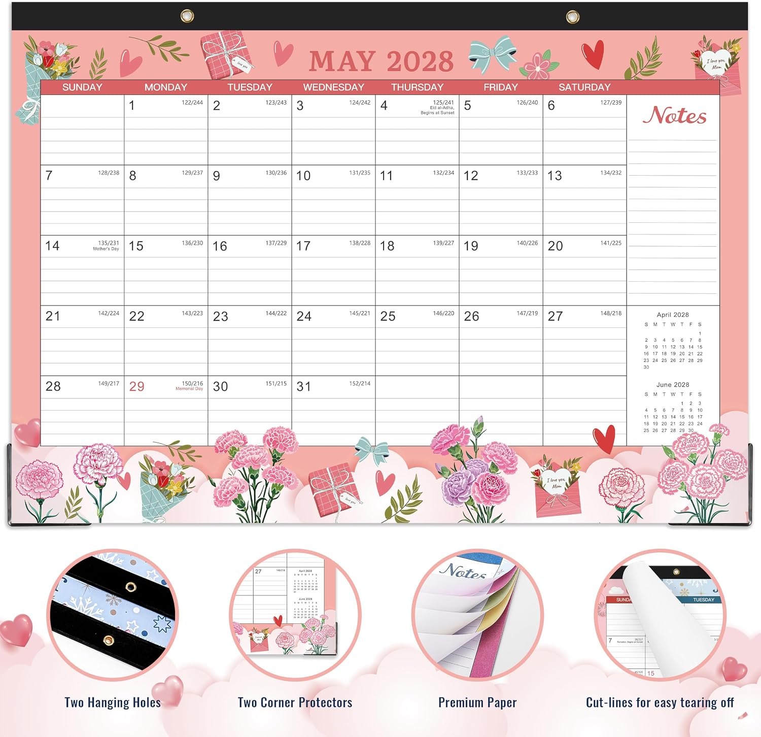 Desk Calendar 2027,18 Months Calendar from January 2027 to June 2028 | 17" x 12", Desk Calendars 2027-2028 with Large Ruled Blocks for Planning