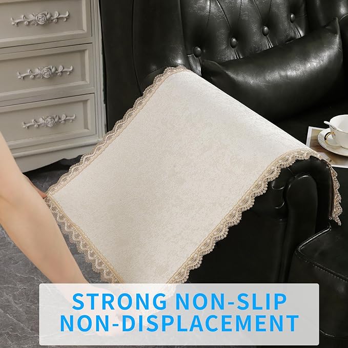 MINJIATEX Couch arm Covers, Non-Slip lace Sofa arm Covers Set of 2 Washable - Image 4