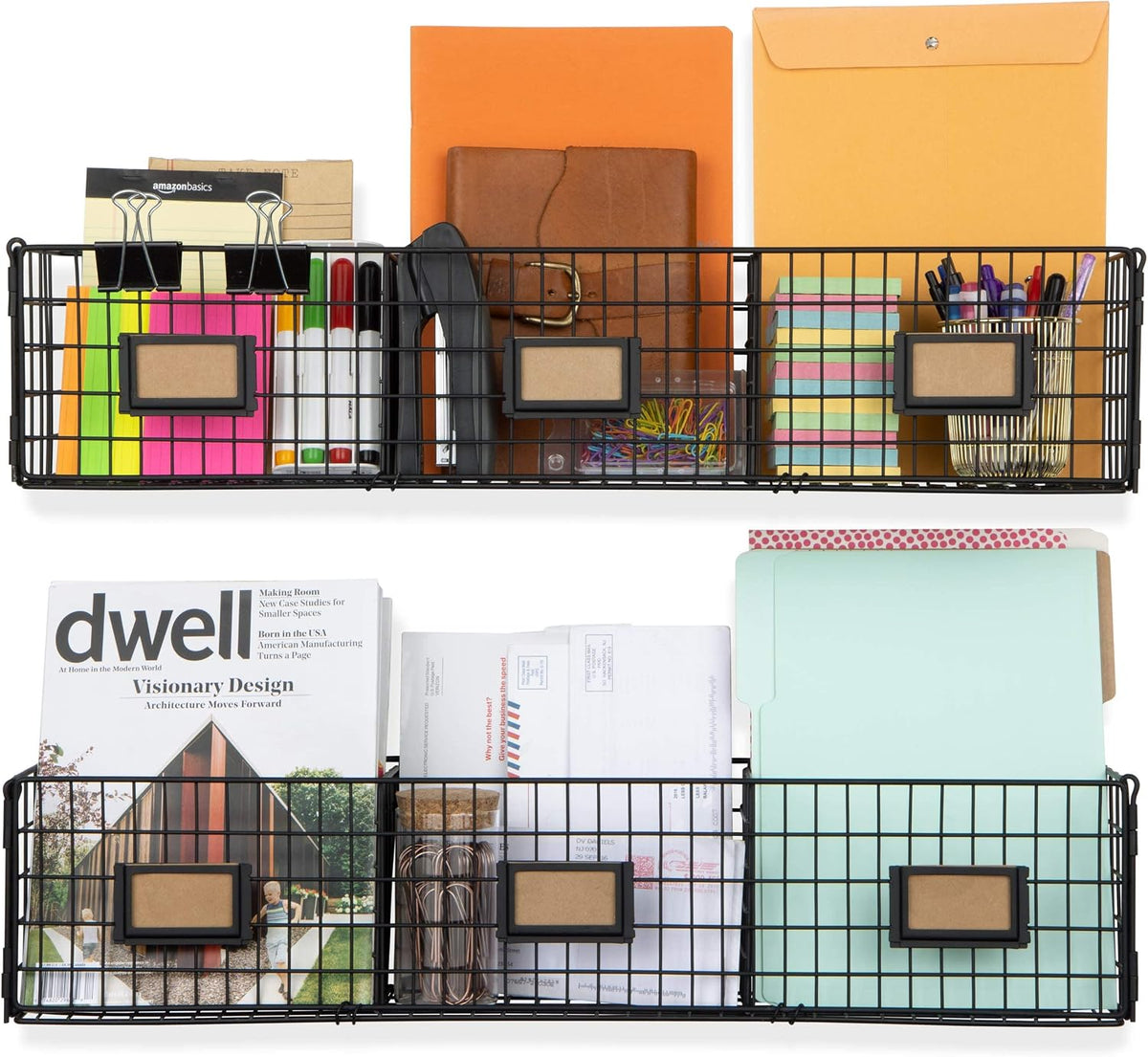 Amalfi Hanging File Folders Office Desk Organizer Wall Mount Wire Basket Stor...