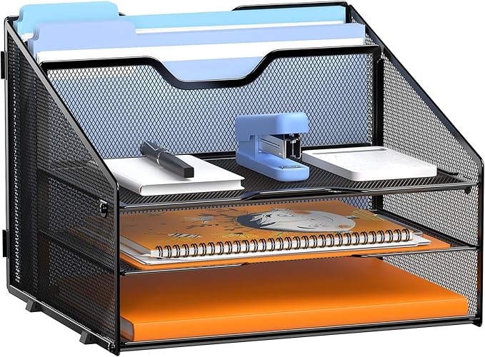 GAWERK Letter Tray Organizer, Mesh Desk File Organizer by Gawerk