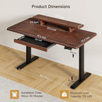 ONBRILL Standing Desk with Drawer, 47x23.6 Inches Solid Wood Desktop Stand Up - Image 2