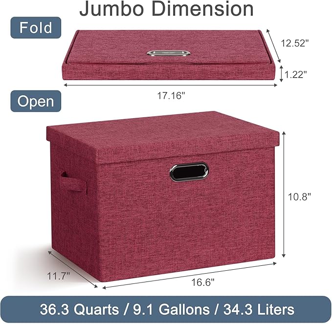 Graciadeco Large 17" 36 Quart Collapsible Stackable Storage Bins - Image 2