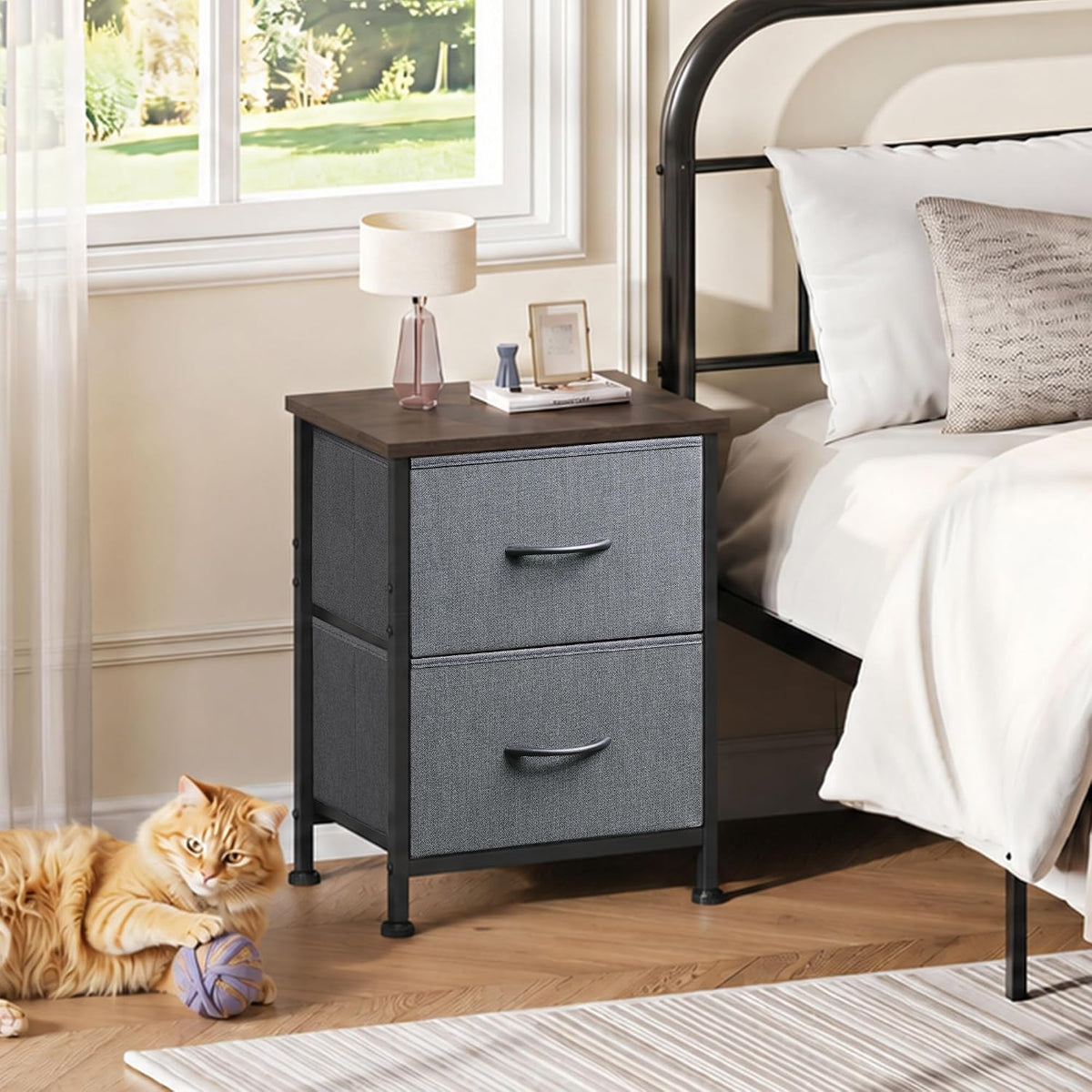 WLIVE Nightstand, 2 Drawer Dresser for Bedroom, Small Dresser with 2 Drawers,...
