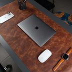 TORONATA Jersey Genuine Calfskin Leather Desk Pad, Office Desk Mat by TORONATA