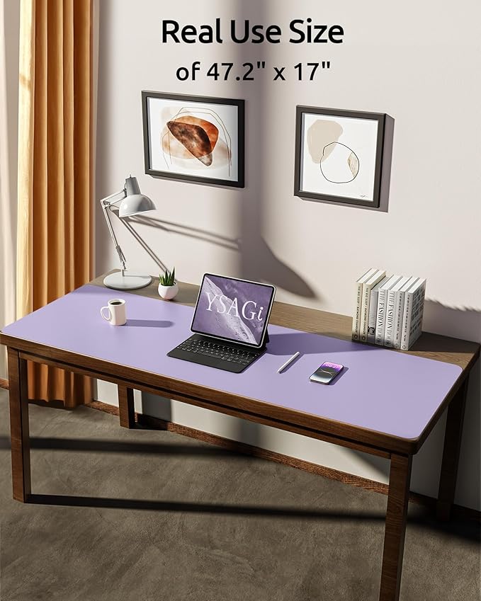 YSAGi Leather Desk Pad Protector, Office Desk Mat, Large Mouse Pad, Non-Slip PU - Image 2