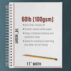 U.S. Art Supply 11"x14" Sketch Book Pad, 2 Pack, 60lb Spiral Bound - Image 3