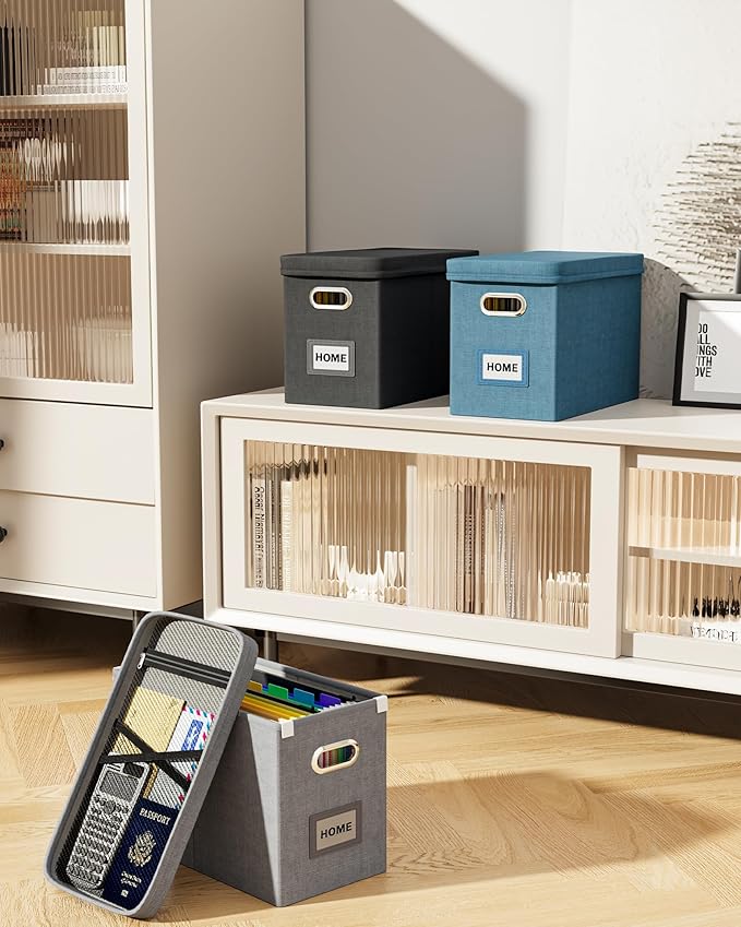 Oterri File Organizer with Lid, Hanging Filing Box with Mesh Pocket, Document - Image 7