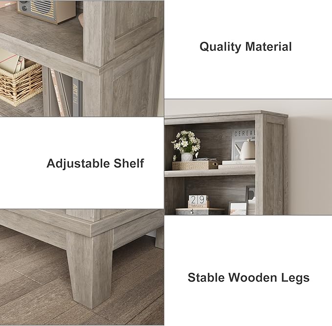 IDEALHOUSE 71" Farmhouse Bookshelf w/Adjustable Shelves & 31.5 in Whidth - Image 4
