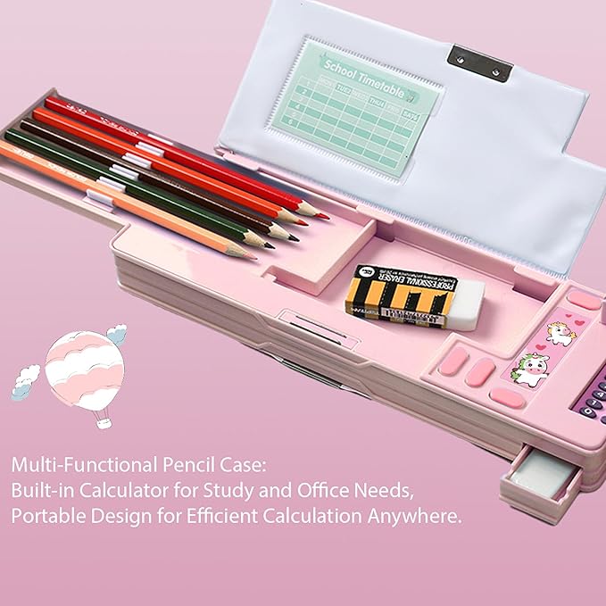 Pop Up Multifunction Pencil Case, Cute Cartoon Pen Box Organizer Stationery - Image 2