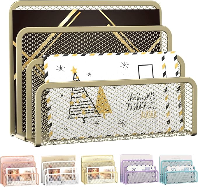 SUPEASY Mail Organizer for Desk, Mesh Metal Mail Holder Countertop by SUPEASY