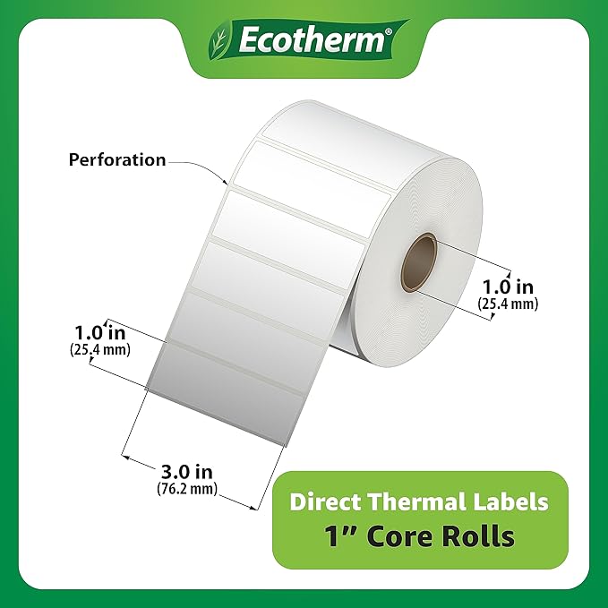 3" x 1" Thermal Labels | 4 Rolls | 5240 Labels | fits Zebra, Offnova Thermal - Image 2