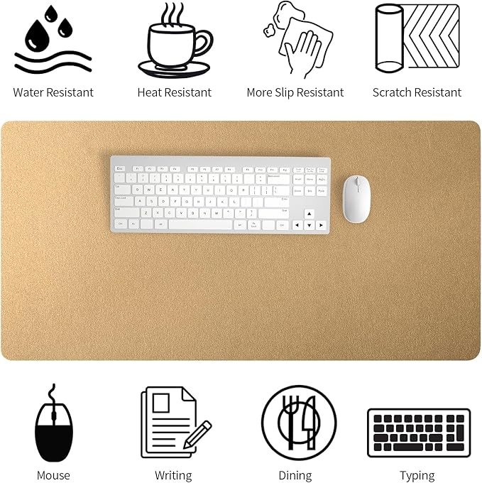 Bloss Gold Desk Mat, PU Large Mouse Pad - Image 5