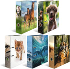 Herma Folder A4 Animal Motifs Set, 10 Pieces, 7 cm Wide, Children's Ring Binder with Animal Motif, Colourful Lever Arch File with Inner Print for Boys and Girls