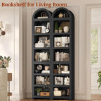 UPOSOJA 76" Tall Narrow Arched Bookcase, 7-Teir Mid-Century Modern Bookshelf - Image 5