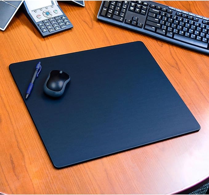 Dacasso 17" x 14" Navy Blue Leatherette Luxury Conference Table Pad - Image 4