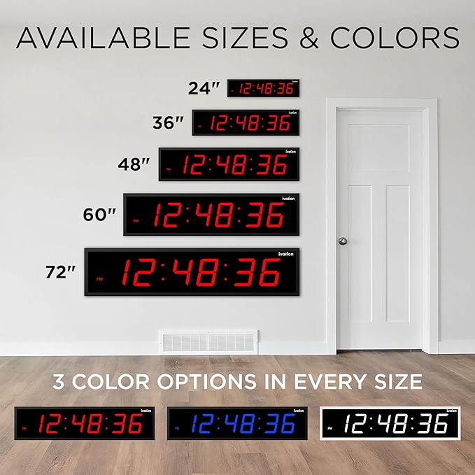 Ivation Oversized 24" Large Digital LED Clock | Big Digital Clock - Image 9