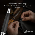 BEILUNER 318 Luxury Leather Pen, Hand-Stitched Premium Leather, Chrome-Plated - Image 3