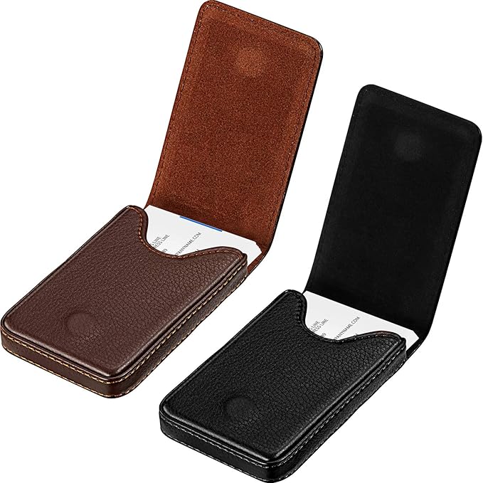 Outus 2 Pieces Business Card Holder, PU Leather Business Card Case Pocket Wallet by Outus