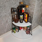 2 Tier Bathroom Counter Organizer, Standing Rack Cosmetic Holder, Wood Bathroom - Image 2