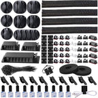 N NOROCME 192 PCS Cable Management Kit 4 Wire Organizer Sleeve, 11 Cable Holder by N+NOROCME