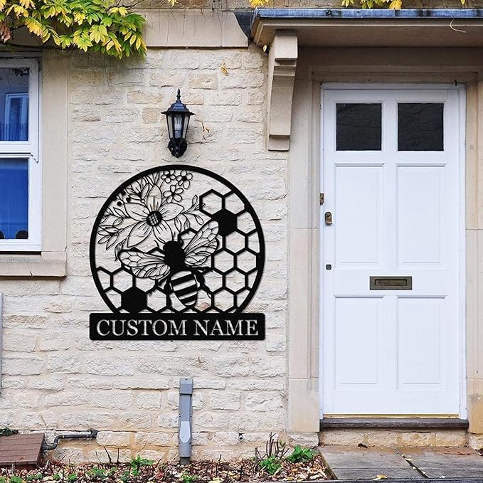 Dyoart Custom Honey Bee Metal Sign | Personalized Metal Bee Wall Art | Custom - Image 5