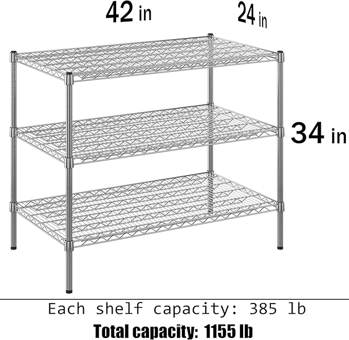 Regal Altair 24" Deep x 42" Wide x 34" Height Wire Shelving Kit | 3-Tier | NSF - Image 3