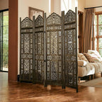 5.75Ft Room Divider Wood Screen, 33Lbs Durable Antiqued Style MDF Carved - Image 8