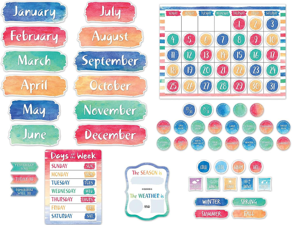 Teacher Created Resources Watercolor Calendar Bulletin Board (TCR8971)