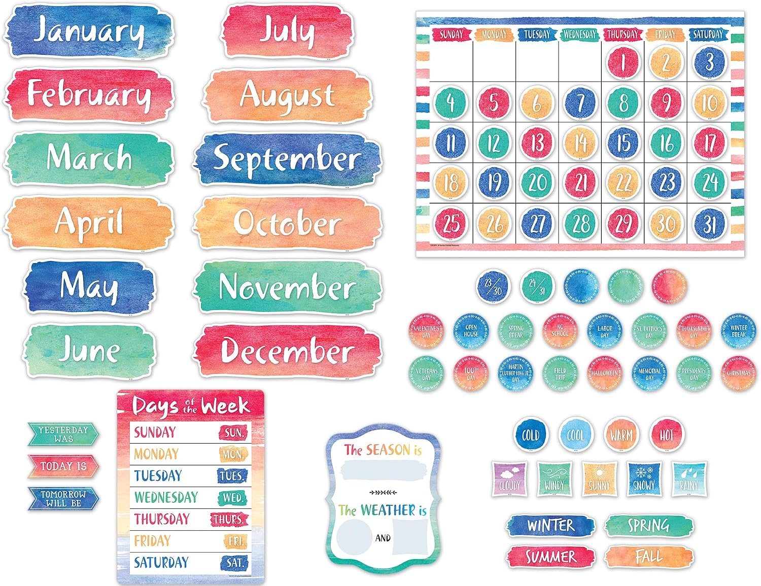 Teacher Created Resources Watercolor Calendar Bulletin Board (TCR8971)