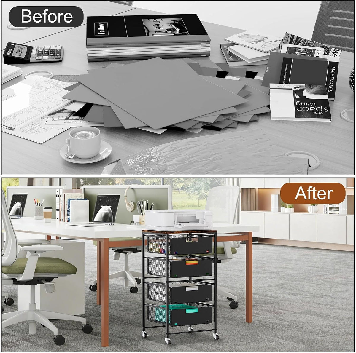 EasyPAG Rolling Storage Cart with 4 Drawers, Under Desk File Cabinet on Locka...