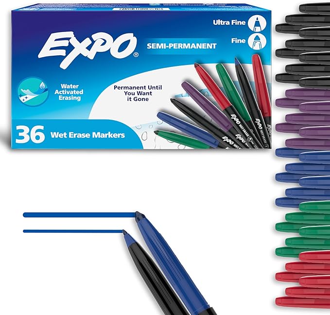 EXPO Wet Erase Markers, Semi-Permanent, Fine and Ultra-Fine Tips, Organizing by EXPO