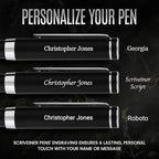 Scriveiner Personalized Luxury EDC Fountain Pen, Stunning Matt Black Pocket Pen - Image 2