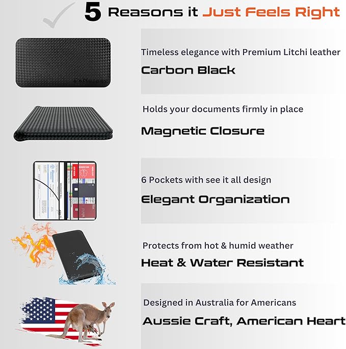 Carbon Black Magnetic Shut Premium PU Leather Insurance and Registration Holder - Image 3