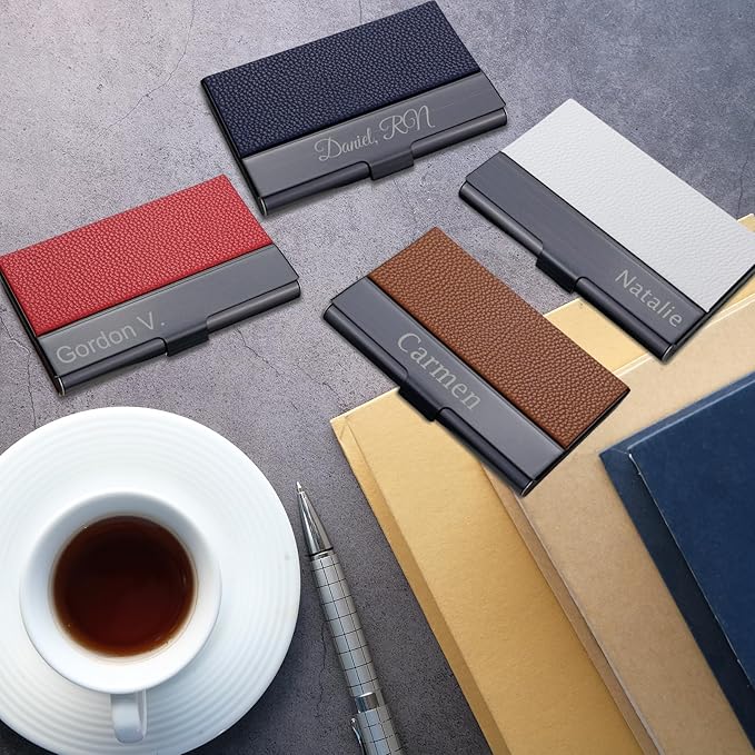 Taikuri Custom Business Card Holder Personalized Engraved Leather Business Card - Image 4