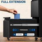 fully assembled 2 drawer mobile file cabinet with, front angle view