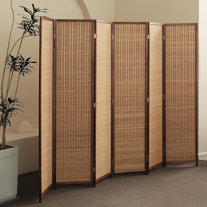 Furnnylane 6 Panel Bamboo Room Divider and Folding Panel Screen, Bamboo Panel by Furnnylane