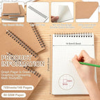 Engrowtic 12 Pack Graph Paper Spiral Notepad A5 Top Wirebound Notepad Grid - Image 2