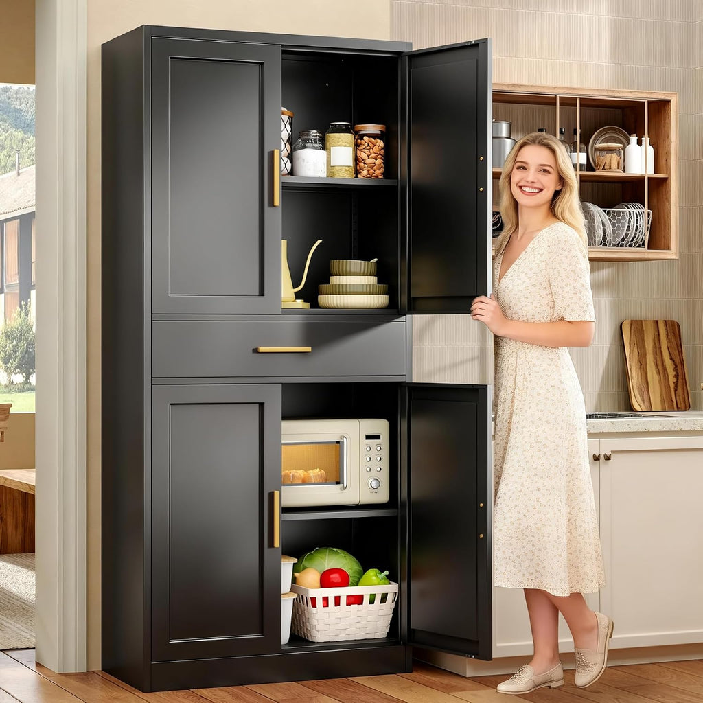 71" metal garage storage cabinet with 1 drawer,2, front angle view