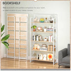 4NM No Assembly Extra Wide 5 Tiers Folding Bookshelf Storage Shelves Vintage - Image 3