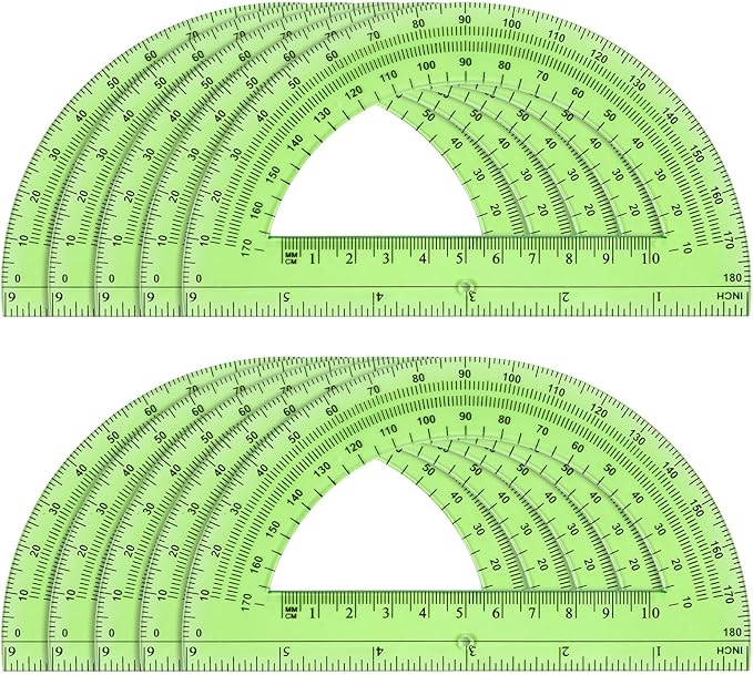 Hoiny 10 Pack Clear Protractor, 6 Inch Plastic Protractors, 180 Degrees by Hoiny