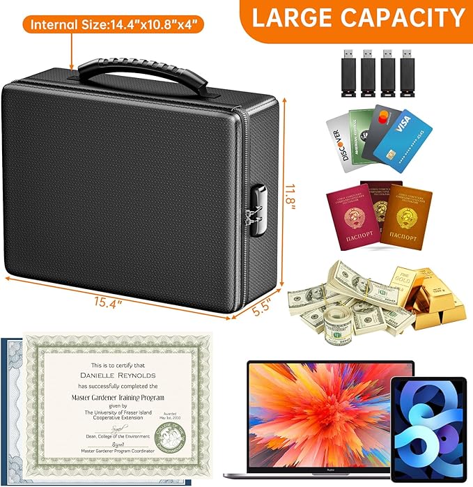ENGPOW Fireproof Document Box, Hard Case File Box - Image 4