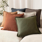 Foindtower Set of 2 Decorative Linen Fringe Throw Pillow Covers Farmhouse - Image 6