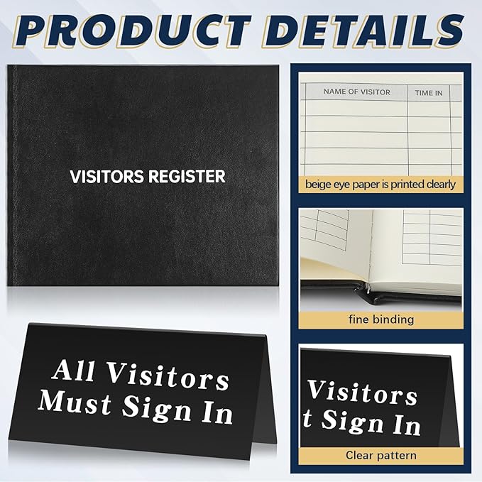 Affrolling 3 Pcs Visitor Log Book Set 120 Pages 8 7/8" x 7" Visitor Register - Image 3