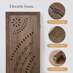 66.9Inch Folding Room Divider, 3 Panels Wood Carved Privacy Screens, Free - Image 5