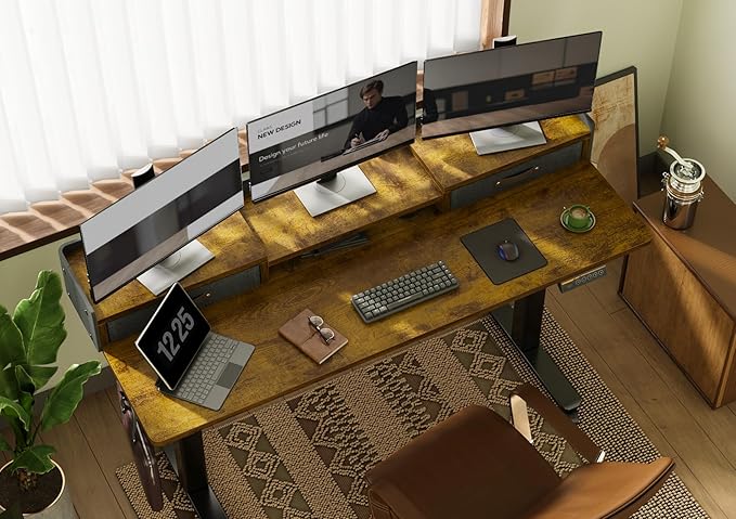 Claiks Standing Desk with Drawers, Adjustable Stand Up Electric Standing Desk - Image 2
