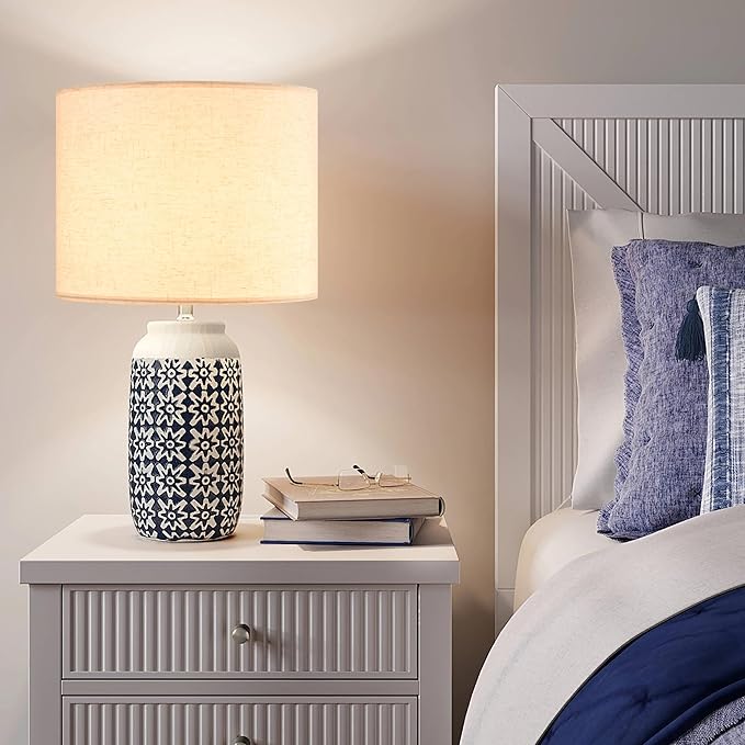 Oatmeal linen Textured Lamp Shades Set of 2 Medium Drum Lampshade 14``Top x - Image 7